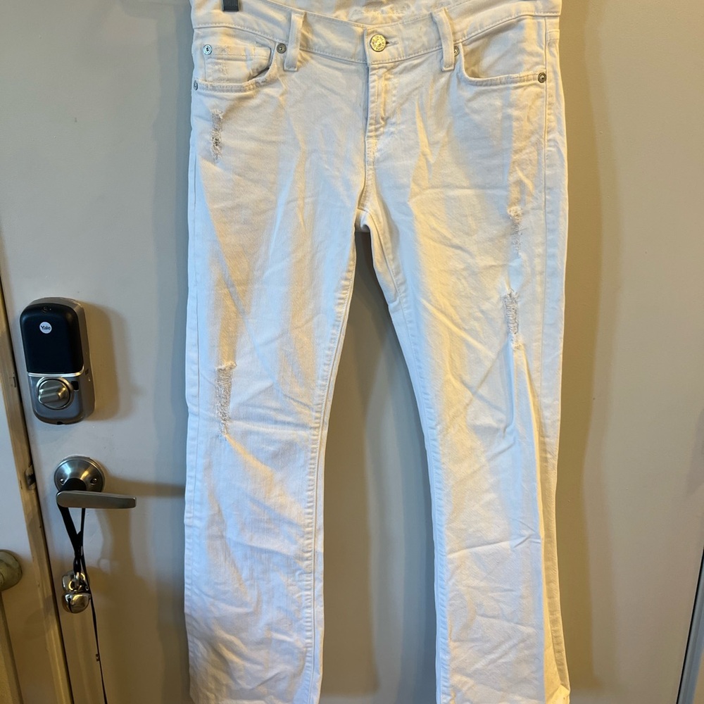 7 For All Mankind White Straight Leg Pants